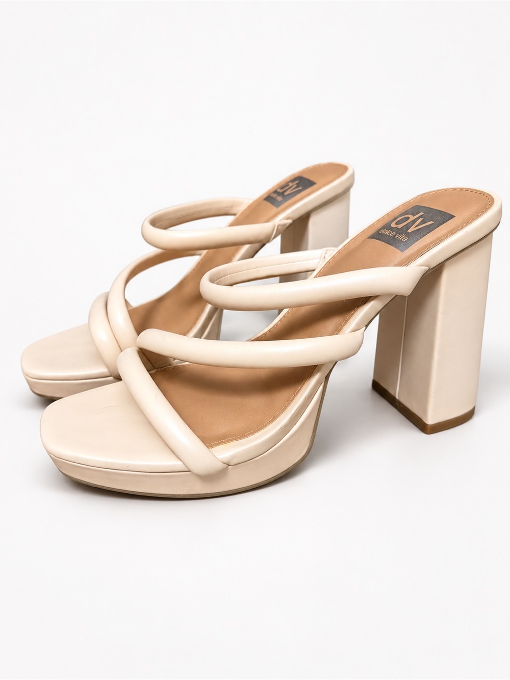 DV by Dolce Vita Cream Strappy Platform Block Heel Sandals